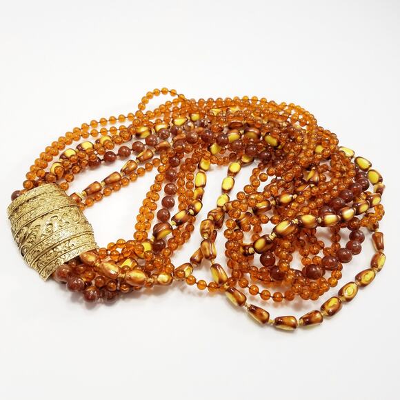 Vintage Selini Lucite Multi-strand Necklace, Decorative Clasp, 1960s Jewelry - Picture 7 of 10